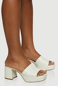 Open Toe Platform Block Heel Mules