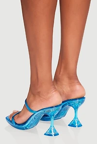 Womens Double Jelly Band Spool Heel Sandals, Blue, Size 8