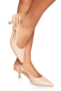 Pointed Toe Buckle Strap Kitten Heels