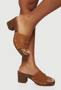 Buckle Detail Single Band Platform Heels