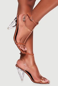 Cut Out Cone Heel Strappy Sandals