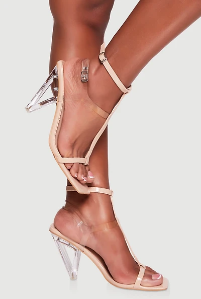 Cut Out Cone Heel Strappy Sandals