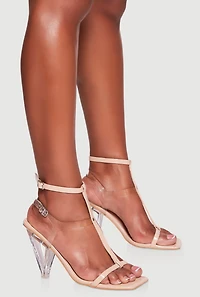 Cut Out Cone Heel Strappy Sandals