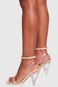 Cut Out Cone Heel Strappy Sandals
