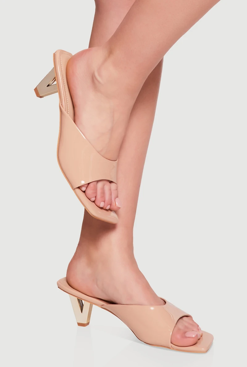 Open Toe Cut Out Sculptural Heel Mules