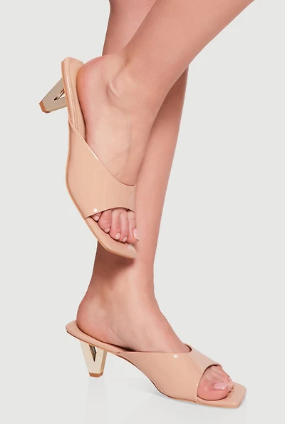 Open Toe Cut Out Sculptural Heel Mules
