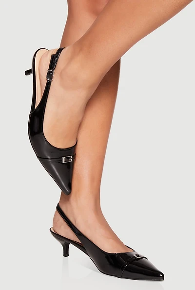 Buckle Sling Back Kitten Heels