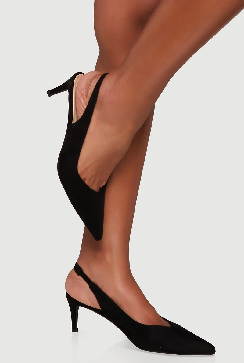 Slingback Pointed Toe Mid Heels