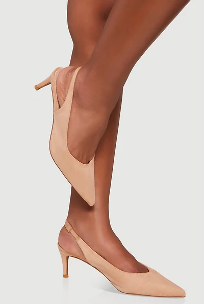 Womens Slingback Pointed Toe Mid Heels,