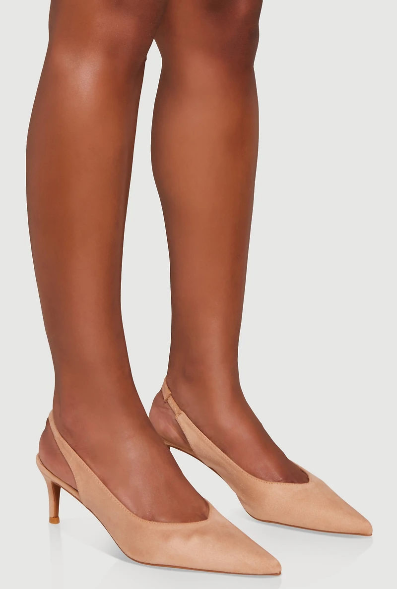 Womens Slingback Pointed Toe Mid Heels,