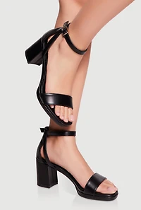 Single Band Ankle Strap Block Heels