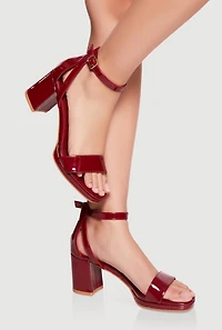 Single Band Ankle Strap Block Heels
