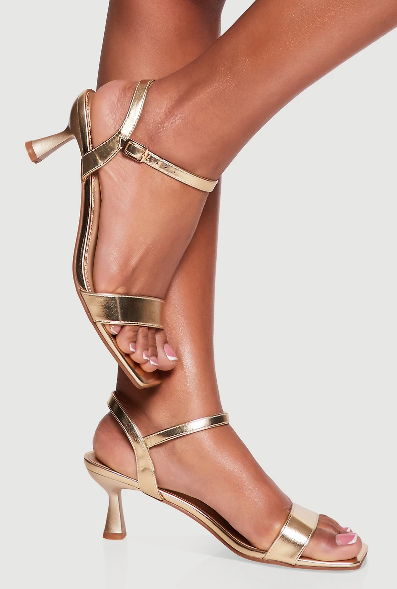 Open Toe Ankle Strap Spool Heel Sandals