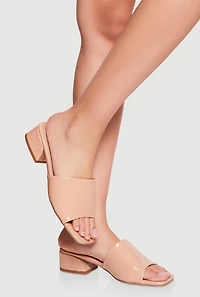 Open Toe Low Block Heel Slide Sandals