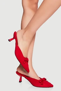 Pointy Toe Mid Heel Mules with Bow Detail