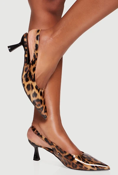 Pointed Toe Sling Back Spool Heels