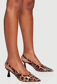 Pointed Toe Sling Back Spool Heels