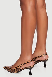 Pointed Toe Sling Back Spool Heels