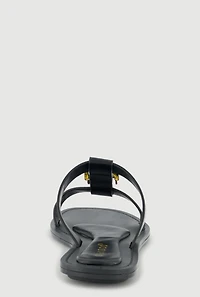 Metallic Buckle Open Toe Slide Sandals