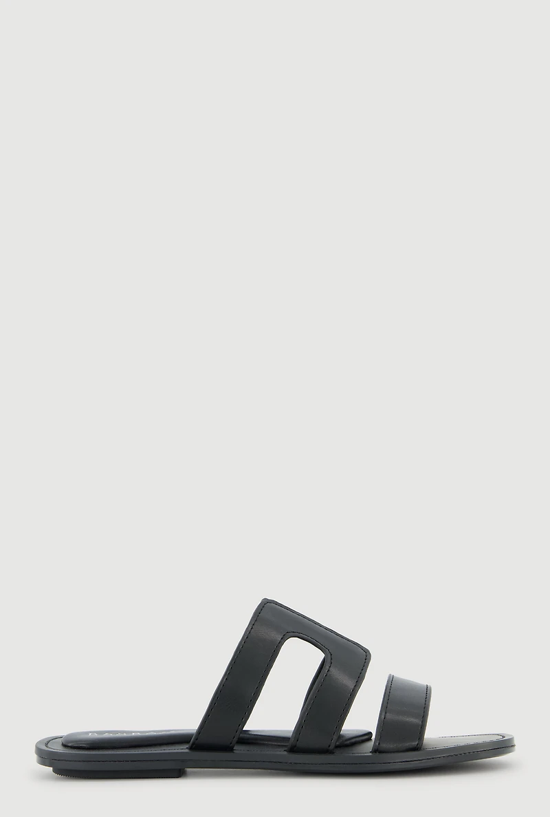 Open Toe Cut Out Slide Sandals