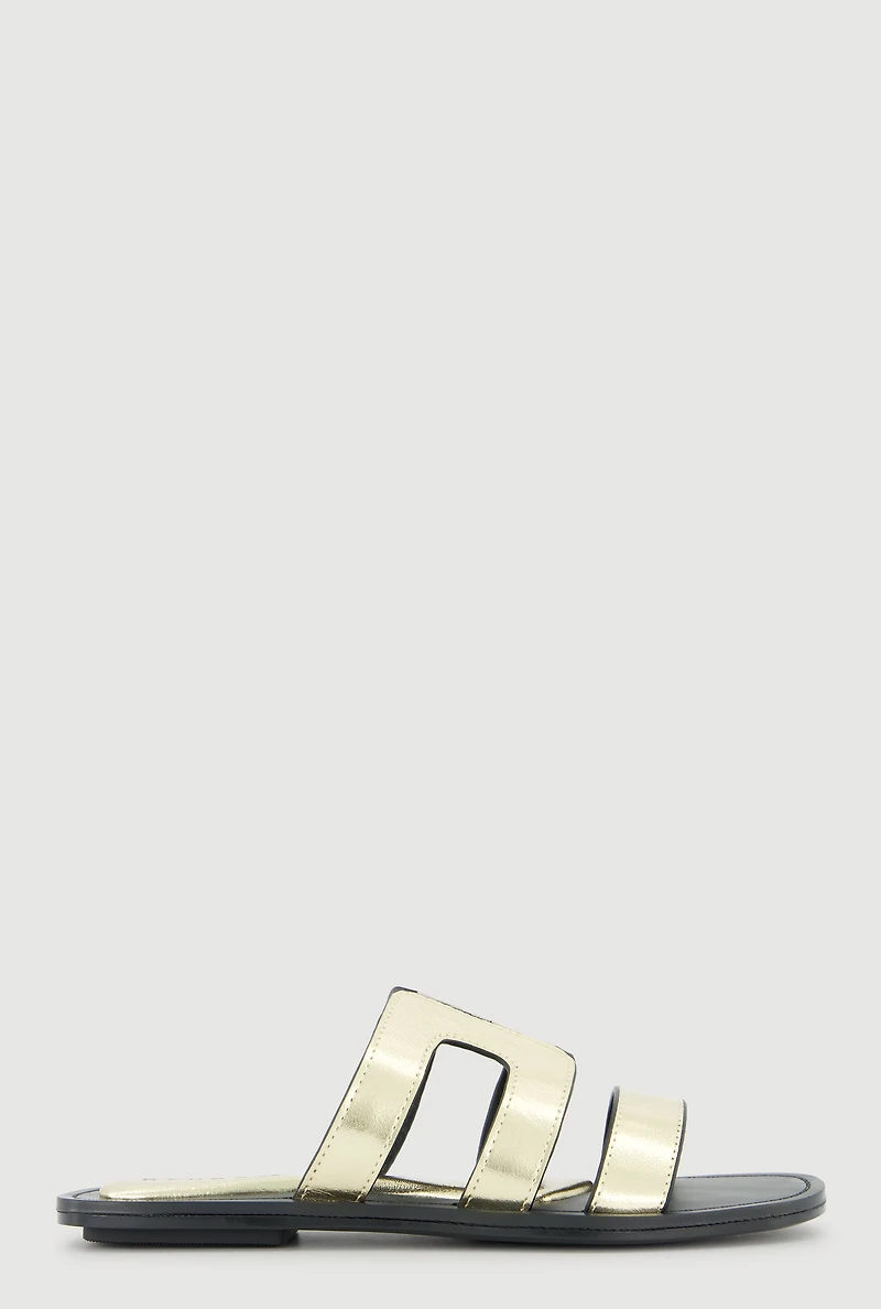 Open Toe Cut Out Slide Sandals