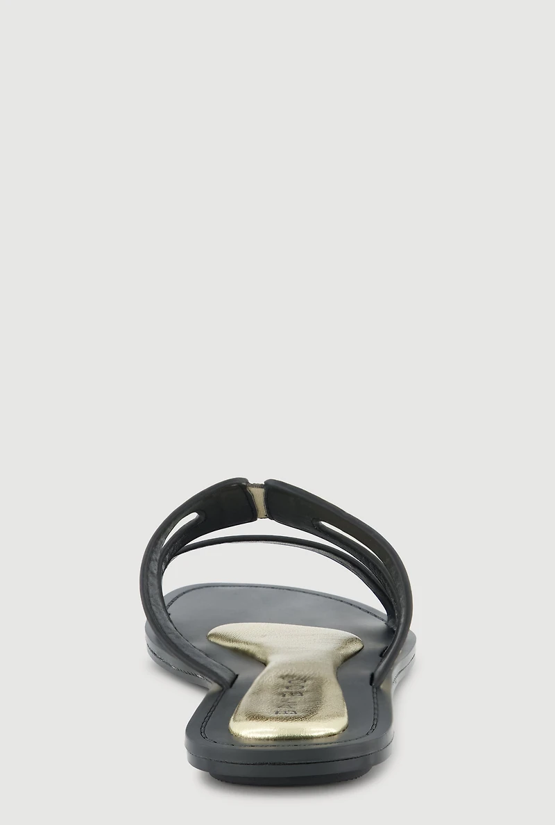 Open Toe Cut Out Slide Sandals