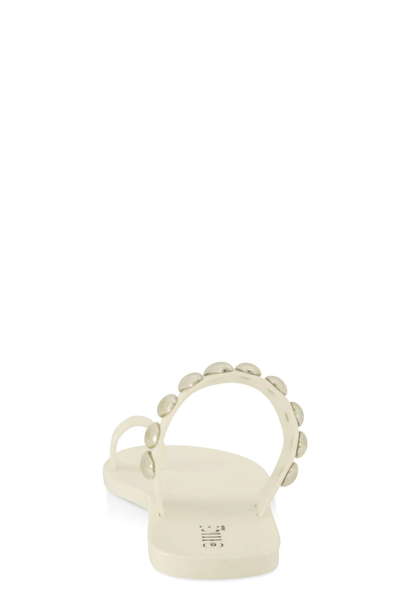 Studded Band Toe Loop Jelly Sandals