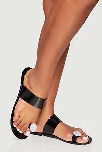 Rhinestone Pendant Toe Loop Jelly Sandals