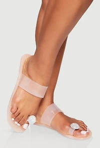 Rhinestone Pendant Toe Loop Jelly Sandals