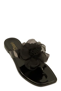 Floral Detail Jelly Thong Sandals