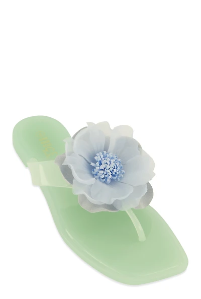 Womens Floral Detail Jelly Thong Sandals,