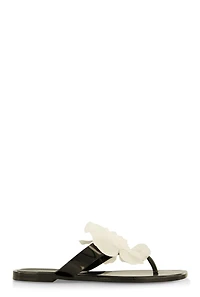 Womens Floral Detail Jelly Thong Sandals,
