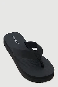 Womens Open Toe Low Platform Flip Flops, Black, Size 9
