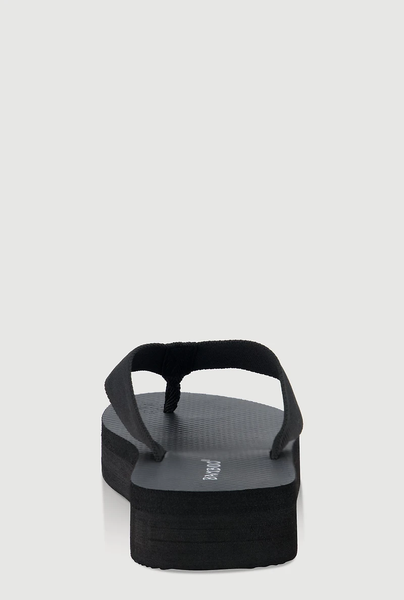 Womens Open Toe Low Platform Flip Flops, Black, Size 9