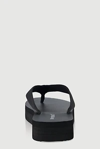 Womens Open Toe Low Platform Flip Flops, Black, Size 9