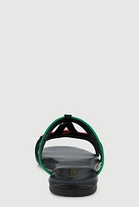 Womens Cherries Open Toe Slide Sandals, Black, Size 10