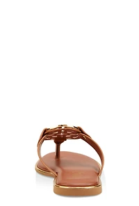 Womens Metallic Geometric Pendant Thong Slide Sandals,