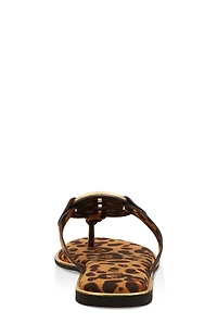 Womens Metallic Geometric Pendant Thong Slide Sandals,