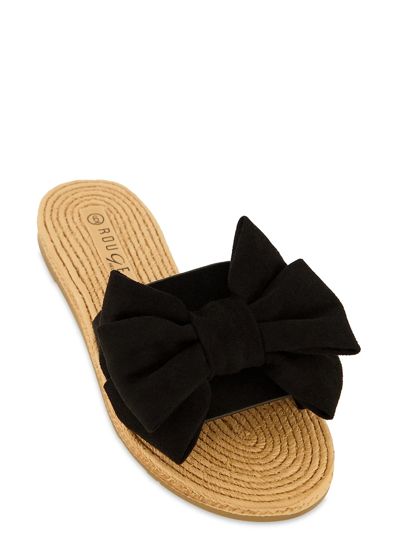 Bow Band Espadrille Slide Sandals