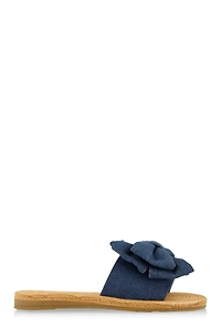 Womens Bow Band Espadrille Slide Sandals,