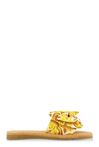 Womens Bow Band Espadrille Slide Sandals, Yellow, Size 7