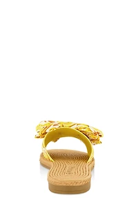 Womens Bow Band Espadrille Slide Sandals, Yellow, Size 7