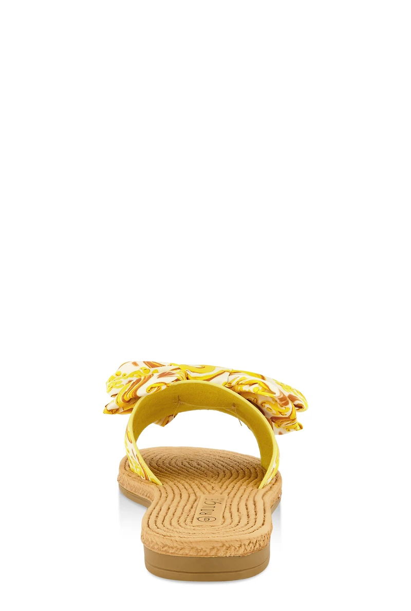 Womens Bow Band Espadrille Slide Sandals, Yellow, Size 6.5