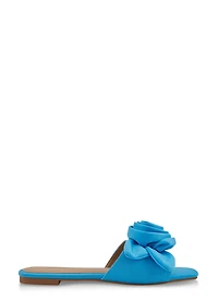 Womens Rose Band Slide Sandals, Blue, Size 6.5