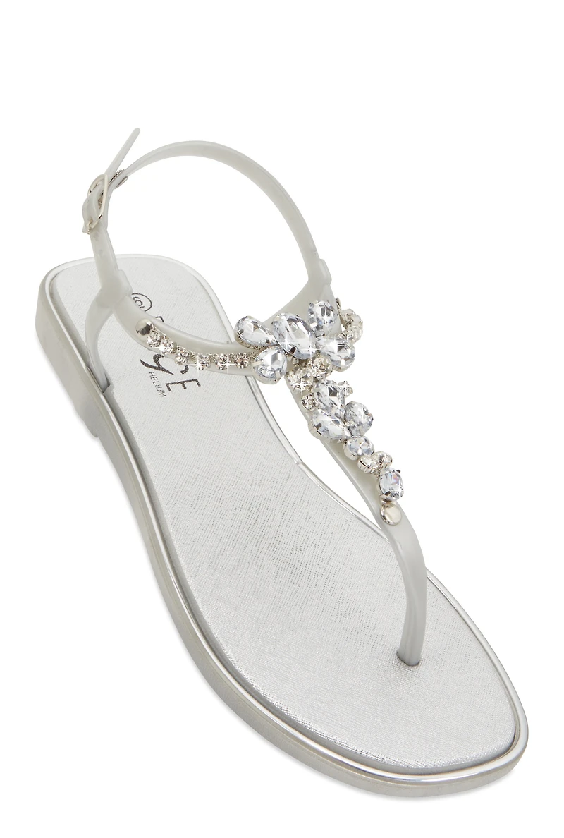 Ankle Strap Gemstone Thong Sandals