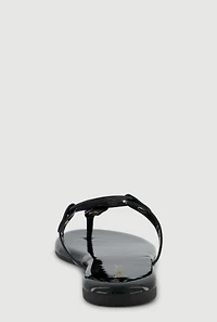 Faux Leather Cut Out Pendant Thong Sandals
