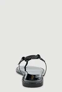 Metallic Geometric Pendant Studded Thong Sandals