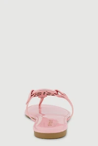 Metallic Geometric Pendant Studded Thong Sandals