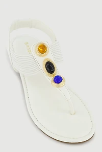 Gemstone Corded T Strap Thong Sandals