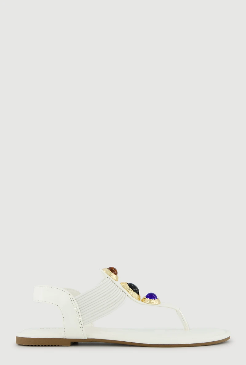 Gemstone Corded T Strap Thong Sandals